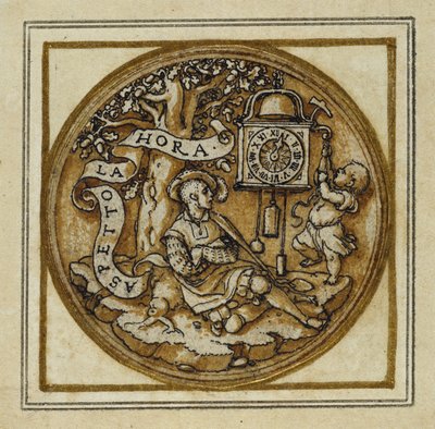 Alegorie času – Design pro odznak přívěsku nebo klobouku, c.1532-43 (pero a inkoust na papíře) od Hans Holbein der Jüngere