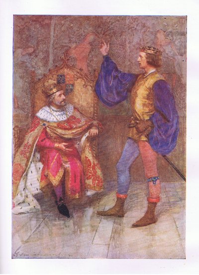 A zemřu sto tisíc smrtí, než poruším nejmenší část tohoto slibu (král Jindřich IV.), z The Complete Works of Shakespeare publikovaných George Harrap & Co Ltd, 20. léta od Hans Holbein der Jüngere