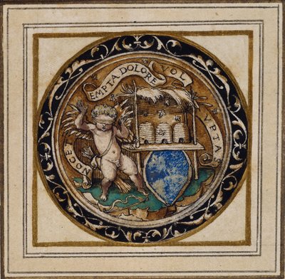 Amor bodnutý včelami - Design pro přívěsek nebo odznak klobouku, c.1532-43 (pero a inkoust na papíře) od Hans Holbein der Jüngere