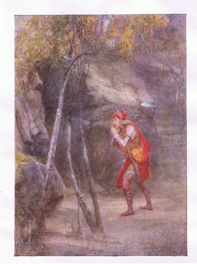 Ne! kdo je tam? Pokud je něco civilní (Cymbeline), z The Complete Works of Shakespeare vydané George Harrap & Co Ltd, 20. léta od Hans Holbein der Jüngere