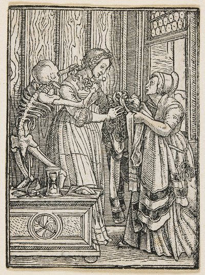 Hraběnka z díla „Tanec smrti“ (Lyon), 1538 od Hans Holbein the Younger