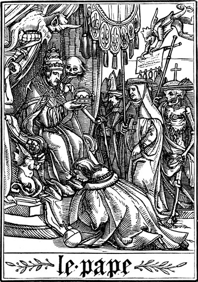 Papež navštívil smrt, 1538 od Hans Holbein der Jüngere