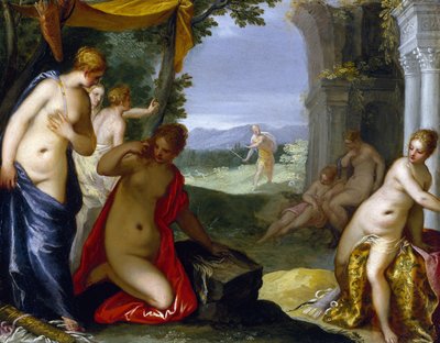 Diana a Actaeon, kolem 1596-1606 (olej na mědi) od Hans I or Johann Rottenhammer