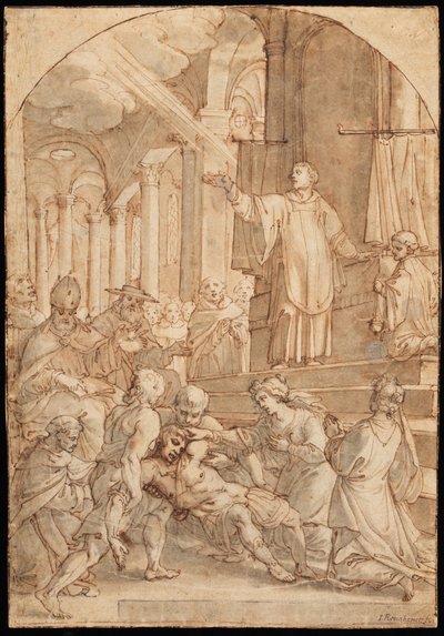 Zázraky světce od Hans I or Johann Rottenhammer