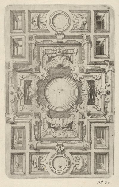 Design pro strop s popruhem a středem ve tvaru kříže, 1609. od Hans Jakbob Ebelmann