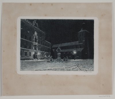 Náměstí u sv. Knudův kostel v Odense. Večer od Hans Julius Fæster