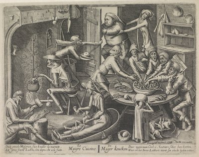hubená kuchyně Kuchyně Le Maigre / The Skinny Keucken (název na objektu) Štíhlá kuchyně a mastná kuchyně (název série) od Hans Liefrinck (I) (possibly)