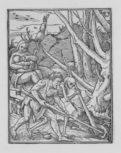 Adam kopání, z Tanec smrti, ca. 1526, vydáno 1538. od Hans Lützelburger