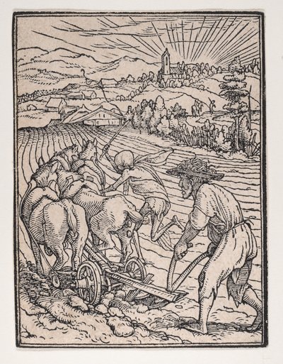 Rolník nebo oráč, z Tanec smrti, ca. 1526, vydáno 1538. od Hans Lützelburger