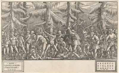 Bitva nahých mužů a rolníků od Hans Lützelburger, after Master NH