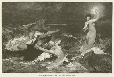 Alberichs pronásleduje prsten Nibelungů od Hans Makart
