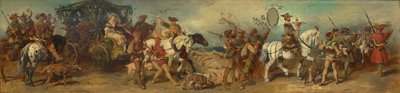 Návrh na slavnostní průvod z roku 1879 – lovecká skupina s vozem s úlovkem od Hans Makart