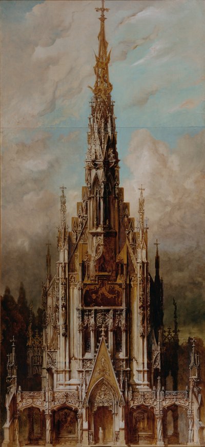 Gotický pohřební kostel sv. Michala, věžové průčelí od Hans Makart