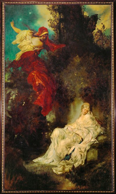 Sněhurka dostává otrávený hřeben ... (malba na plátně) od Hans Makart