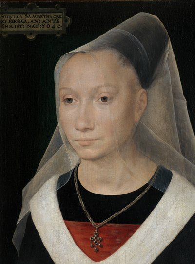 Detail portrét mladé ženy od Hans Memling