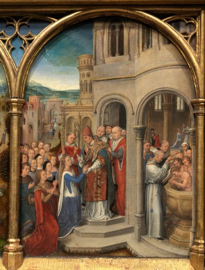 Detail relikviáře svaté Uršuly od Hans Memling
