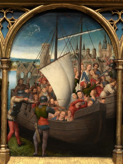 Detail relikviáře svaté Uršuly od Hans Memling
