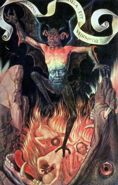 Peklo, panel na pravé straně z Triptychu pozemské marnosti a božské spásy, kolem roku 1485 od Hans Memling