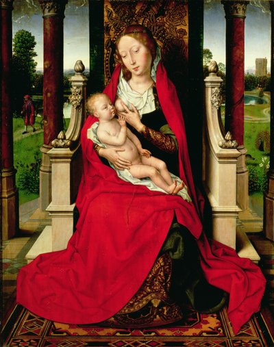 Madonna a dítě na trůnu, kolem 1492-94 od Hans Memling