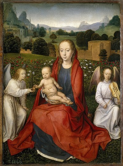 Madonna s dítětem a dvěma anděly. 1480-90 od Hans Memling