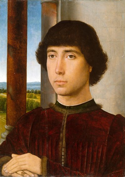 Portrét muže na lodžii od Hans Memling