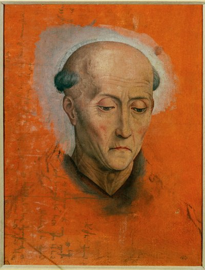 Studie hlavy svatého Benedikta namalovaná pro oltář rodiny Morelů z Brugg... od Hans Memling