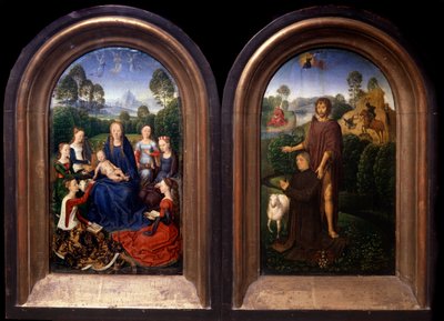 Diptych Panna a dítě obklopené Saintes, dárcem a svatým Janem Křtitelem - Obraz Hanse Memlinga (1435-1494) (ec flam) Paříž 15. století, muzeum Louvre od Hans Memling