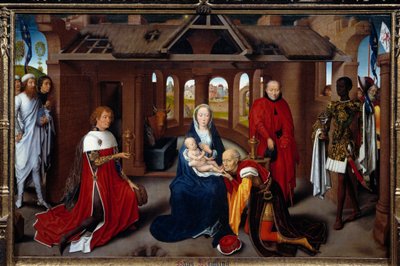 Triptych Klanění tří králů: centrální panel. Mágové jsou jako Charles Temeraire a Filip Dobrý. Detrempe na dřevě od Hanse Memlinga (1433-1494). kolem 1470, ne. 0,95x1,45 m Madrid. Musee du Prado. - Triptych Klanění tří králů: st od Hans Memling