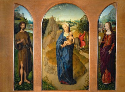 Triptych s Madonou a dítětem během ... od Hans Memling