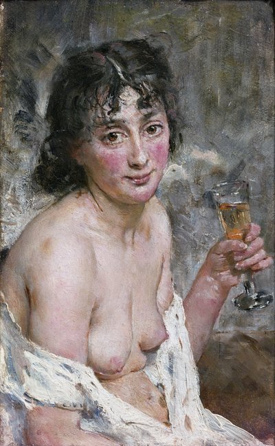 Champagne Girl (olej na plátně) od Hans Olaf Heyerdahl