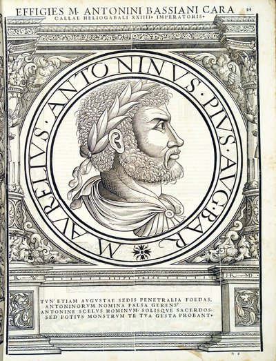 Heliogabalus, ilustrace z nejautentičtějších obrazů starověkých římských císařů Východu a Západu, dřevoryt Rudolpha Wyssenbacha, tisk Andreas Gesner, Curych, od Hans Rudolf Manuel Deutsch