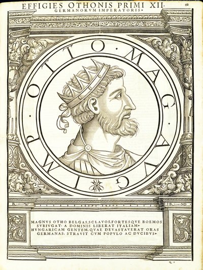 Otho I Magnus, ilustrace z „Římští císaři celého Východu a Západu“, dřevoryt Rudolpha Wyssenbacha, tisk Andreas Gesner, Zuric od Hans Rudolf Manuel Deutsch