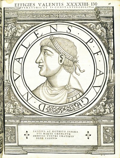 Valens, ilustrace z „Římští císaři celého Východu a Západu“, dřevoryt Rudolpha Wyssenbacha, tisk Andreas Gesner, Curych, 1559 od Hans Rudolf Manuel Deutsch