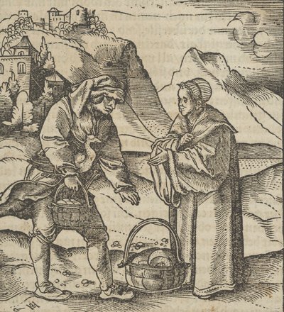 Farmář a jeho patron, z Hymmelwagen auff dem, wer wol leben..., 1517. od Hans Schäufelein the Elder