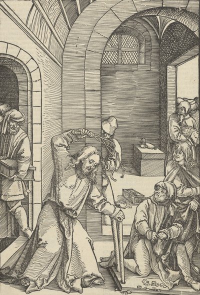 Kristus očišťující chrám, od zrcadla utrpení našeho Pána Ježíše Krista, 1507. od Hans Schäufelein the Elder