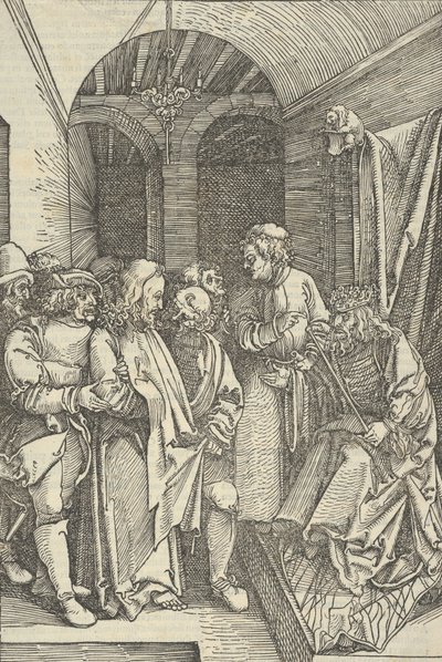 Kristus před Herodem v sále, od zrcadla utrpení našeho Pána Ježíše Krista, 1507., 1507. od Hans Schäufelein the Elder