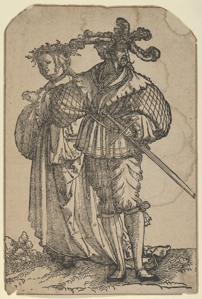 Taneční pár I, z restrike Wedding Dancers. od Hans Schäufelein the Elder
