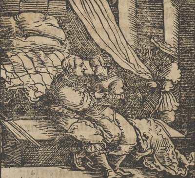 Ghismonda, Guiscardo a princ ze Salerna z Dekameronu před rokem 1534. od Hans Schäufelein the Elder