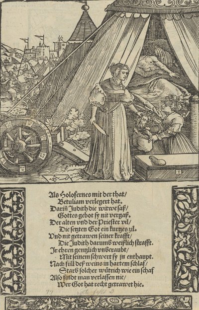 Judith s hlavou Holophernes, z památníku Das Büchle, 1533. od Hans Schäufelein the Elder