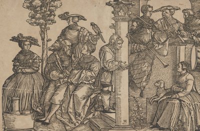 Hudebníci a diváci. od Hans Schäufelein the Elder
