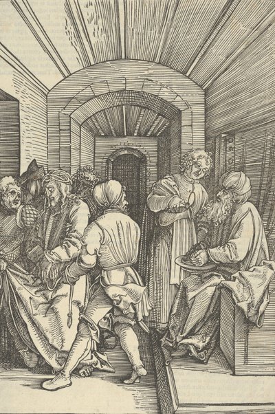 Pilát myje si ruce, od Zrcadla umučení našeho Pána Ježíše Krista, 1507. od Hans Schäufelein the Elder