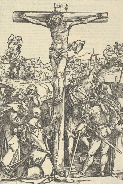 Ukřižování, z Rozhodnuté zahrady Růžencové Marie, 1505. od Hans Schäufelein the Elder