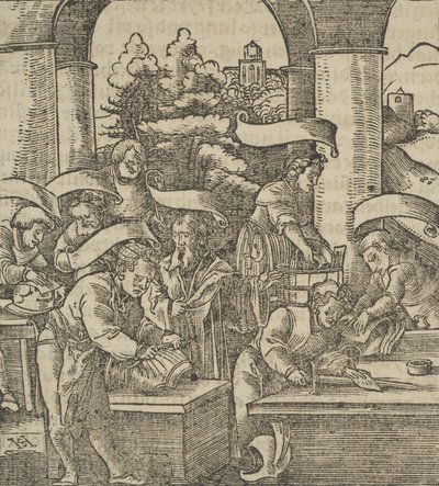 The Making of Armours, od Hymmelwagen o tom, kdo si dobře žije..., 1517. od Hans Schäufelein the Elder