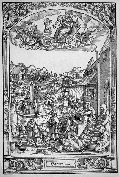 Saturn (dřevoryt) od Hans Sebald (School of) Beham