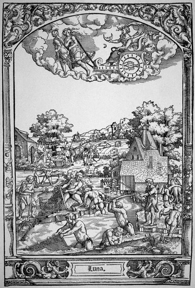 Měsíc (dřevoryt) od Hans Sebald (School of) Beham