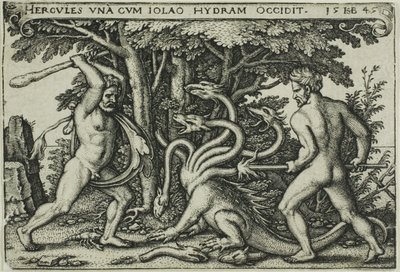 Hercules a Hydra, z The Labors of Hercules od Hans Sebald Beham