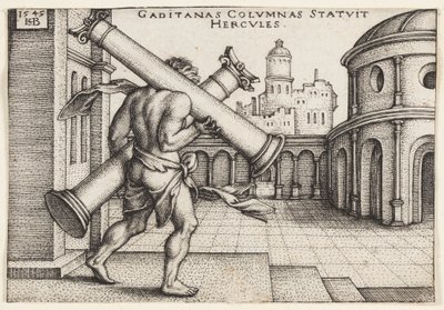 Herkules s Herkulovými sloupy od Hans Sebald Beham