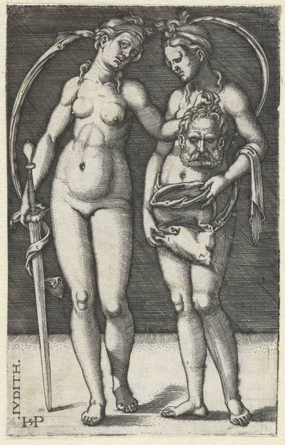 Judith s hlavou Holoferna a služebnou Judith (titul na předmětu) od Hans Sebald Beham