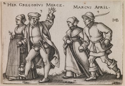 "Březen a duben" z cyklu "Selské slavnosti aneb Dvanáct měsíců" od Hans Sebald Beham