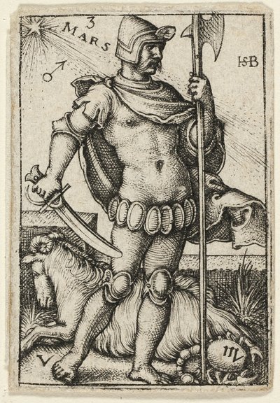 Mars, třetí deska z knihy Sedm planet se zvěrokruhem od Hans Sebald Beham